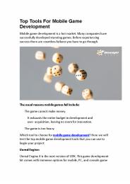 Top Tools For Mobile Game Development