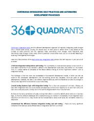 BEST PRACTICES AND AUTOMATING DEVELOPMENT PROCESSES