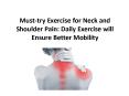 Must-try Exercise for Neck and Shoulder Pain: Daily Exercise will Ensure Better Mobility PowerPoint PPT Presentation