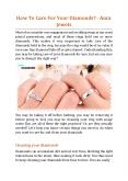 How To Care For Your Diamonds - Aura Jewels