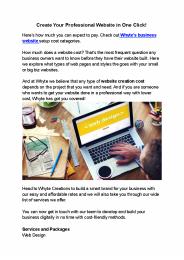 Create Your Professional Website in One Click!