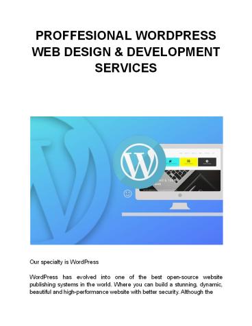 PROFFESIONAL WORDPRESS WEB DESIGN & DEVELOPMENT SERVICES