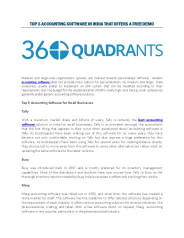 Top 5 Accounting Software in India That Offers A Free Demo