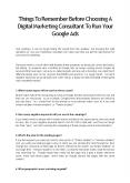 Things To Remember Before Choosing A Digital Marketing Consultant To Run Your Google Ads PowerPoint PPT Presentation