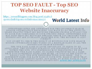 TOP SEO FAULT - Top SEO Website Inaccuracy