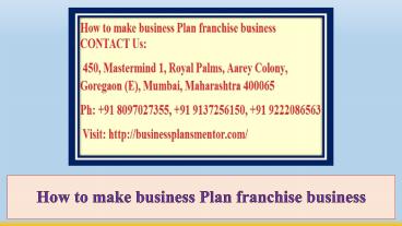 How to make business Plan franchise business