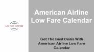 American Airline Low Fare Calendar