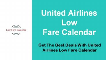 United Airlines Low Fare Calendar