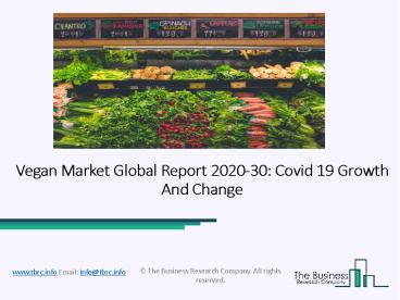 Vegan Market, Industry Trends, Revenue Growth, Key Players Till 2030