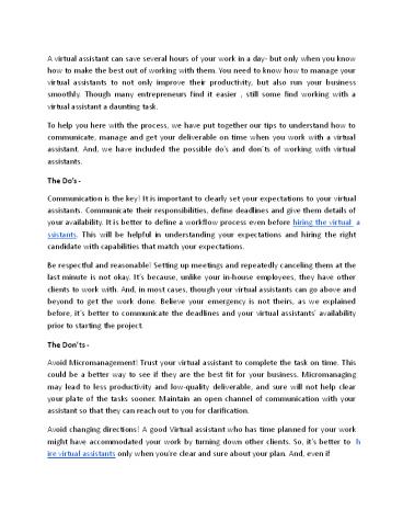 Dos and Don'ts While Using Virtual Assistant Services