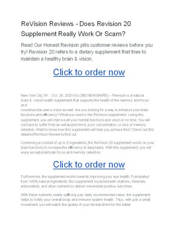 ReVision Reviews - Does Revision 20 Supplement Really