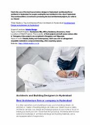 Architectural Design and planners in Hyderabad