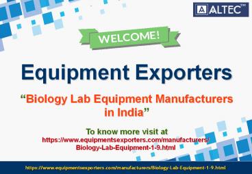 Biology Lab Equipment Manufacturers in India