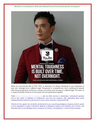 Professional speaker in Singapore