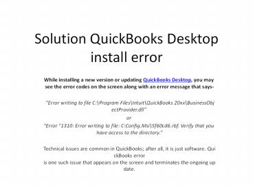 Fix Common QuickBooks Installation Error Windows & MAC