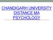 CHANDIGARH UNIVERSITY DISTANCE MA PSYCHOLOGY