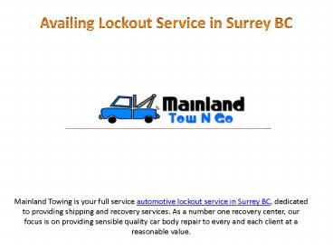 Availing Lockout Service in Surrey BC