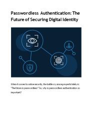 Passwordless Authentication: The Future of Securing Digital Identity