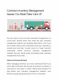 Common Inventory Management Issues You Must Take Care Of PowerPoint PPT Presentation