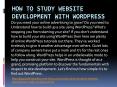 HOW TO STUDY WEBSITE DEVELOPMENT WITH WORDPRESS PowerPoint PPT Presentation