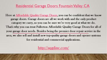 Residential Garage Doors Fountain Valley CA