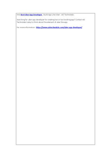 Hire Best Uber App Developer - Build App Like Uber - AIS Technolabs