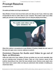 Fix audio and video out of sync windows 10