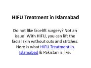 HIFU Treatment in Islamabad
