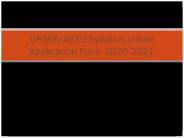 UPSEE/AKTU Syllabus online Application Form 2020-2021