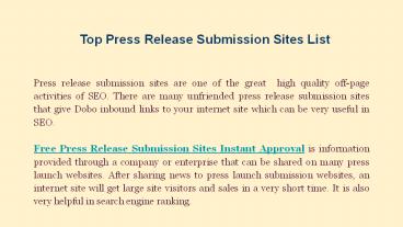 Top Press Release Submission Sites List