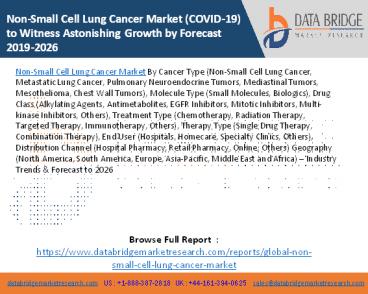 Non-Small Cell Lung Cancer Market (COVID-19) to Witness Astonishing Growth by Forecast 2019-2026