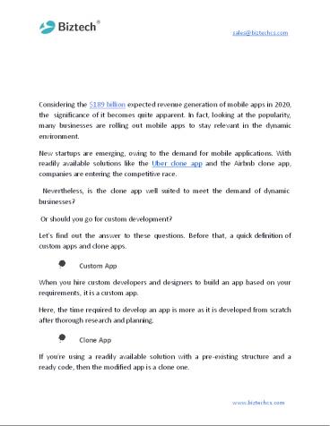 Why You Should Choose a Custom App over a Clone App?
