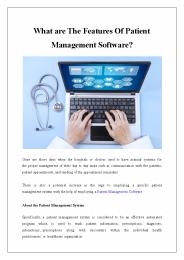 What are The Features Of Patient Management Software?