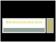 best blogging practices
