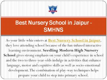 Best Nursery School in Jaipur - SMHNS