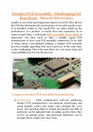 Turnkey PCB Assembly – Challenging Yet Beneficial - Miracle Electronics