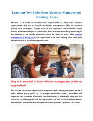 Learning New Skills from Business Management Training, Texas