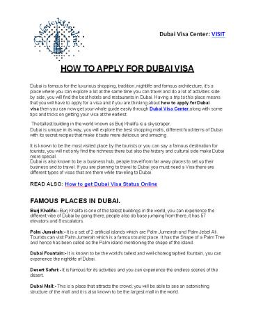 HOW TO APPLY FOR DUBAI VISA