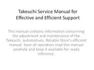 Takeuchi Service Manual for Effective and Efficient Support
