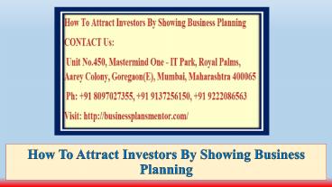 How To Attract Investors By Showing Business Planning
