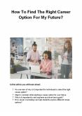 How To Find The Right Career Option For My Future? PowerPoint PPT Presentation