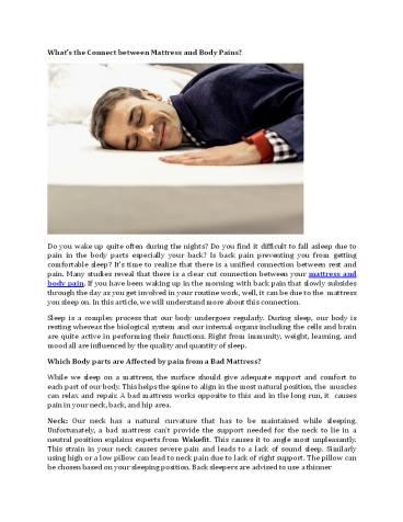 What’s the Connect between Mattress and Body Pains?