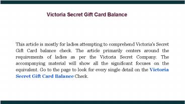 Victoria Secret Gift Card Balance