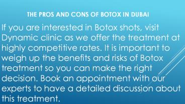 The Pros And Cons of Botox in Dubai