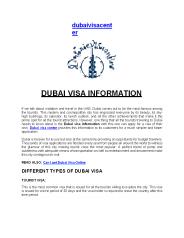 DUBAI VISA INFORMATION