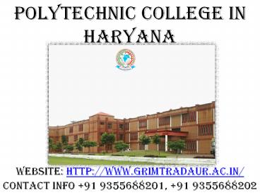 Polytechnic College in Haryana - Best Diploma Colleges in Haryana | GRIMT