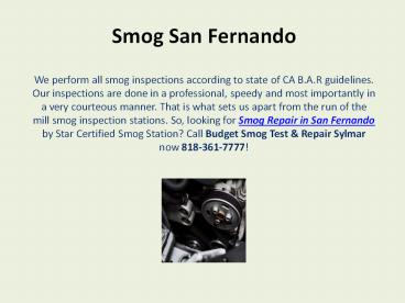 Searching for Smog Check in San Fernando?