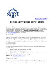 THINGS NOT TO MISS OUT IN DUBAI