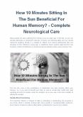 How 10 Minutes Sitting In The Sun Beneficial For Human Memory? - Complete Neurological Care PowerPoint PPT Presentation
