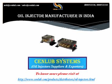 Best Oil Injector Manufacturer In India